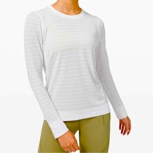 Mesh white lululemon Long sleeve top